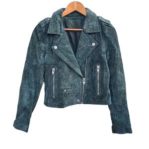 SL8 | Suede Green Moto Biker Jacket Size Small